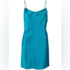 🆕 URBAN OUTFITTERS UO Mallory Cowl Slip Mini Dress In Light Blue